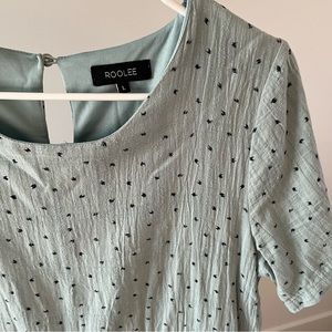 ROOLEE POLKA DOT TEAL & NAVY DRESS WITH POCKETS